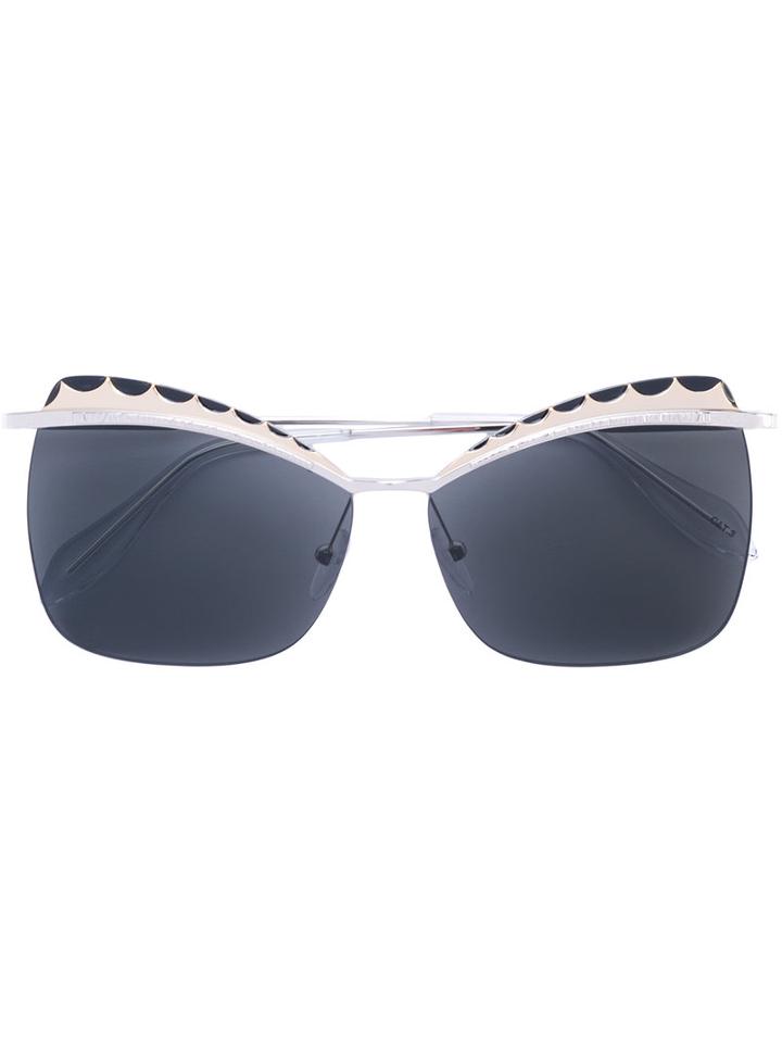 Alexander Mcqueen Eyewear - Squared Cat Eye Sunglasses - Women - Metal (other) - One Size, Grey, Metal (other)