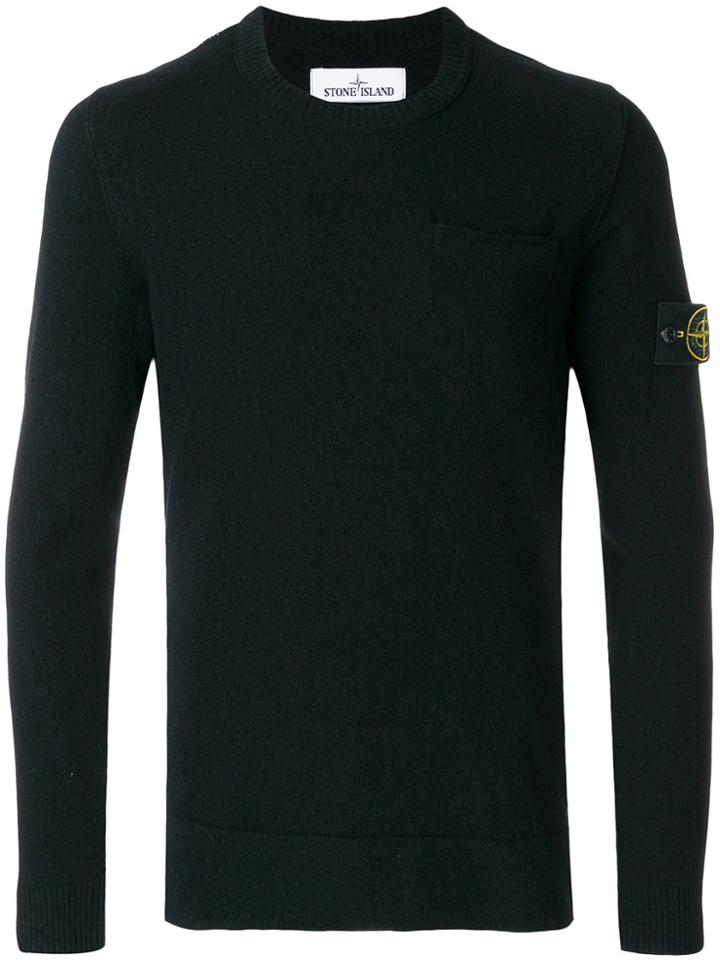 Stone Island Chest Pocket Crew Neck Sweater - Black