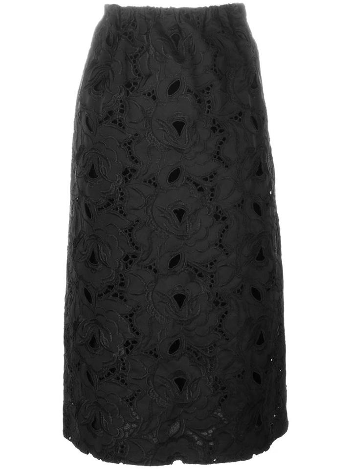 No21 Floral Embroidered Skirt, Women's, Size: 46, Black, Polyester/acetate/silk