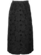 No21 Floral Embroidered Skirt, Women's, Size: 46, Black, Polyester/acetate/silk