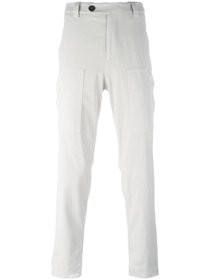 Brunello Cucinelli Straight Trousers, Men's, Size: 50, White, Cotton/spandex/elastane/polyester