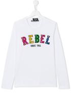 Dsquared2 Kids Rebel Embroidered T-shirt, Boy's, Size: 14 Yrs, White