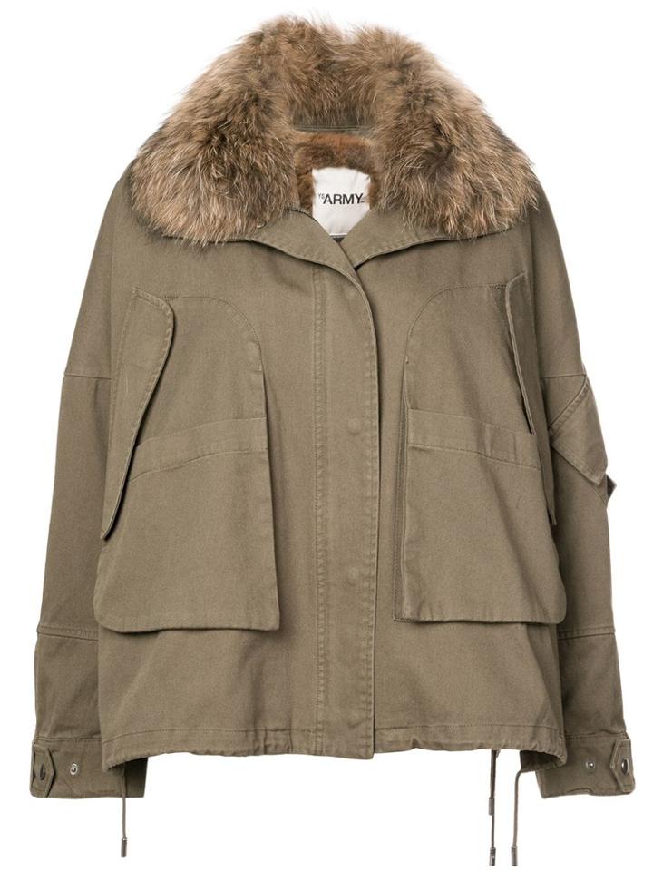 Yves Salomon Army Cropped Parka Coat - Green