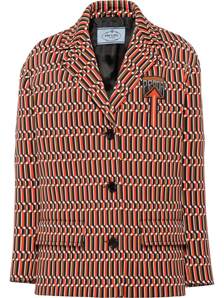 Prada Jacquard Peacoat - Orange