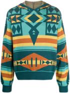 Just Don Geometric Pattern Hoodie - Blue