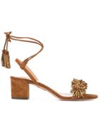 Aquazzura Crystal Anke Strap Sandals - Brown