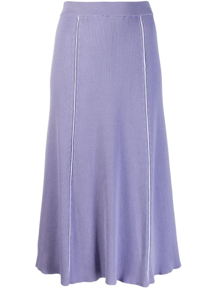 Pringle Of Scotland Panelled Knit Skirt - Purple