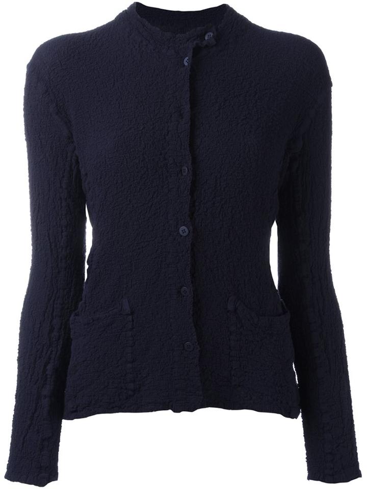 Issey Miyake Cauliflower Textured Pocket Cardigan, Women's, Blue, Cotton/polyurethane