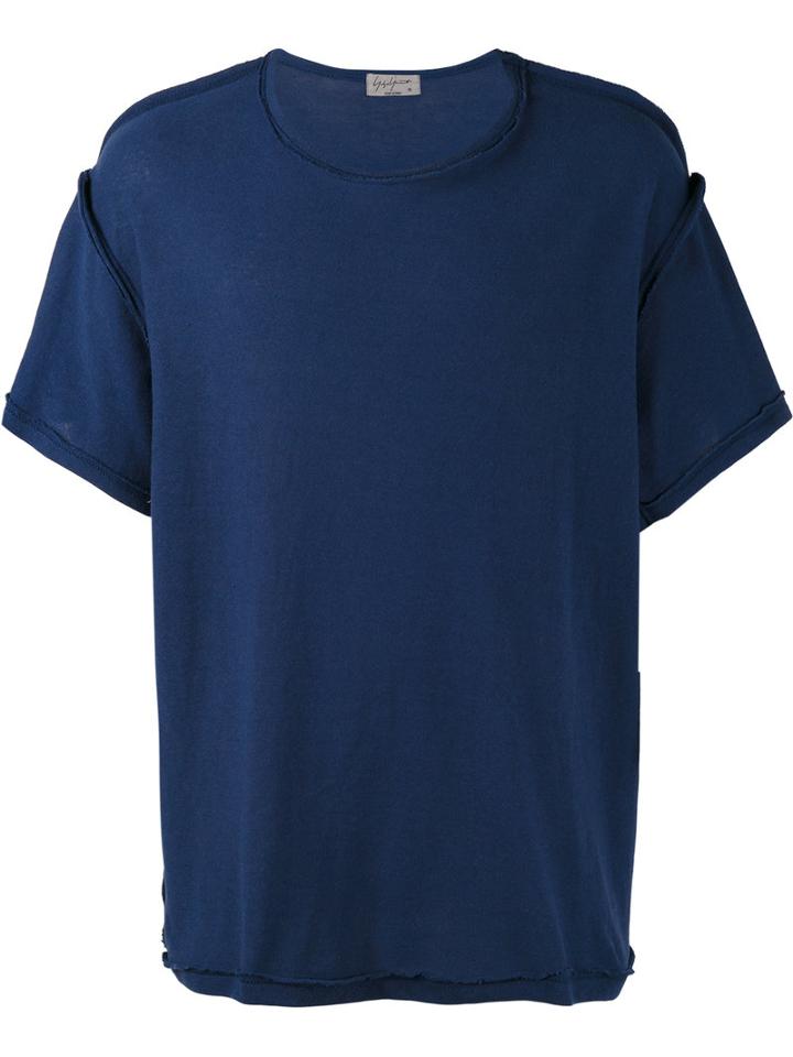 Yohji Yamamoto Exposed Stitch T-shirt, Men's, Size: 3, Blue, Cotton