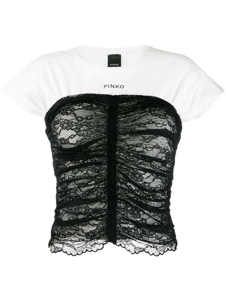 Pinko Lace Panel T-shirt - White