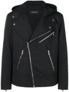 Neil Barrett Zip Hooded Biker Jacket - Black