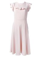 P.a.r.o.s.h. Ruffle Detail Midi Dress, Women's, Size: Small, Pink/purple, Polyester