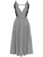 À La Garçonne Striped Midi Dress - Black