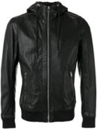 Diesel - Drawstring Hooded Jacket - Men - Sheep Skin/shearling/polyester - Xl, Black, Sheep Skin/shearling/polyester