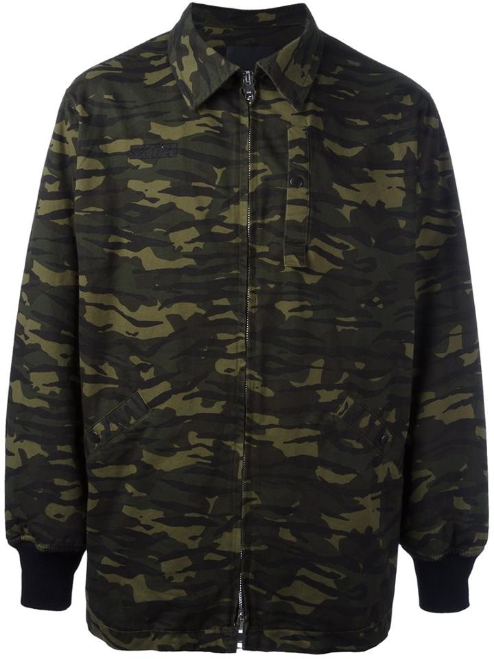 Alexander Wang Oversized Camouflage Jacket, Men's, Size: 48, Green, Cotton/polyester