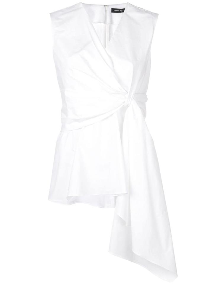 Josie Natori Tie Front Top - White