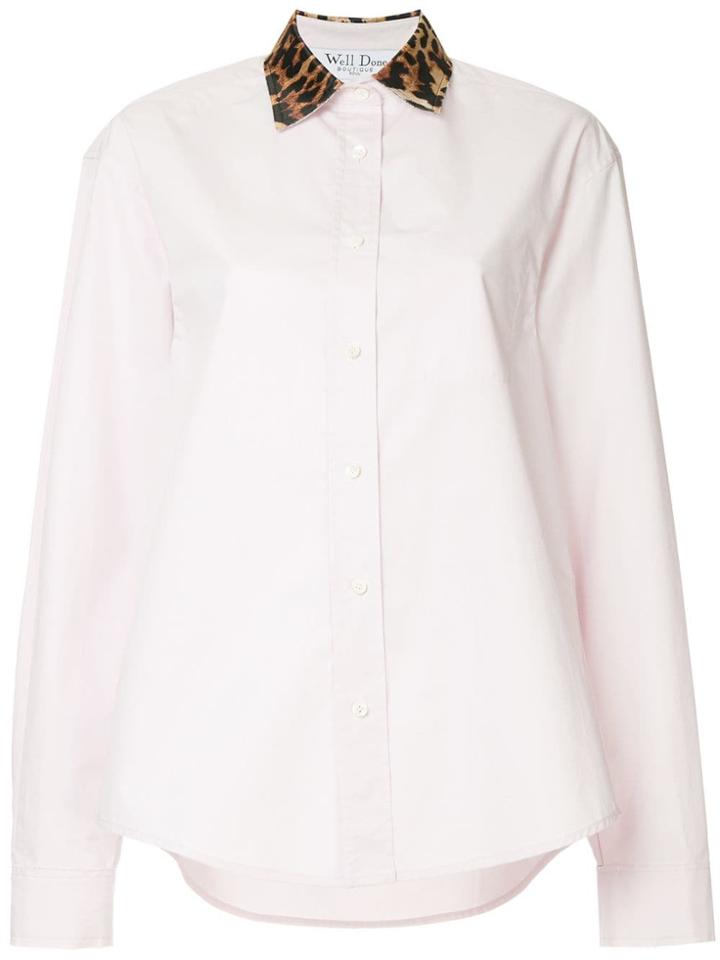 We11done Contrast Collar Shirt - Pink & Purple