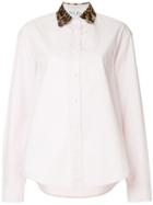 We11done Contrast Collar Shirt - Pink & Purple