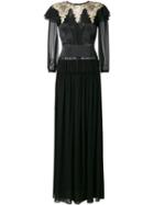 Alberta Ferretti Embroidered Long Dress, Women's, Size: 46, Black, Silk/polyester/cotton/other Fibers