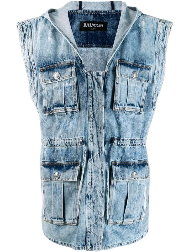 Balmain Sleeveless Denim Jacket - Blue