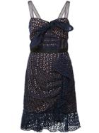 Self-portrait Petal Broderie Anglaise Dress - Blue