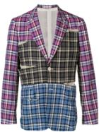 Comme Des Garçons Homme Plus Ripped Plaid Blazer - Purple