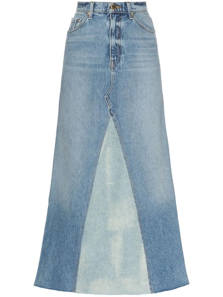 Khaite Magdalena Two Tone Denim Skirt - Blue
