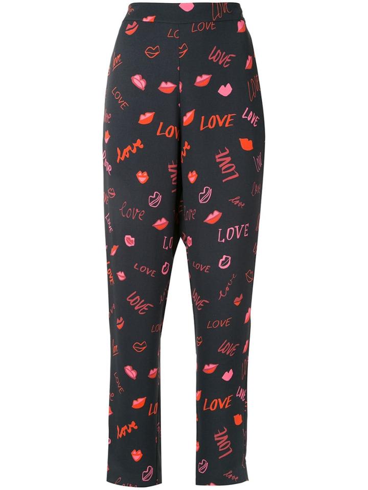 Layeur Love Print Trousers - Black