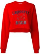 Msgm - Crossfit Cropped Sweatshirt - Women - Cotton - L, Red, Cotton