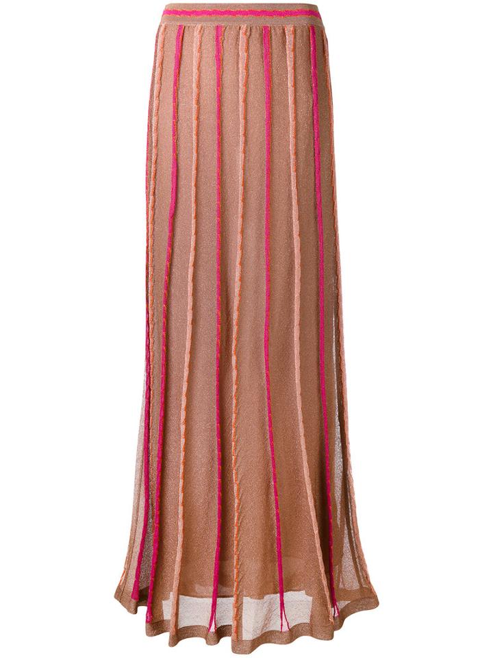 M Missoni - Ribbed Details Semi-sheer Skirt - Women - Polyamide/polyester/viscose/metallic Fibre - 42, Women's, Brown, Polyamide/polyester/viscose/metallic Fibre