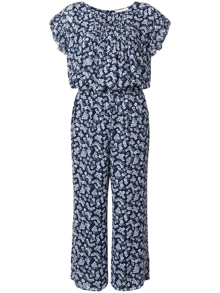 Michael Kors Collection Floral Cropped Jumpsuit - Blue