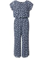 Michael Kors Collection Floral Cropped Jumpsuit - Blue