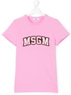Msgm Kids Logo Patch T-shirt - Pink & Purple