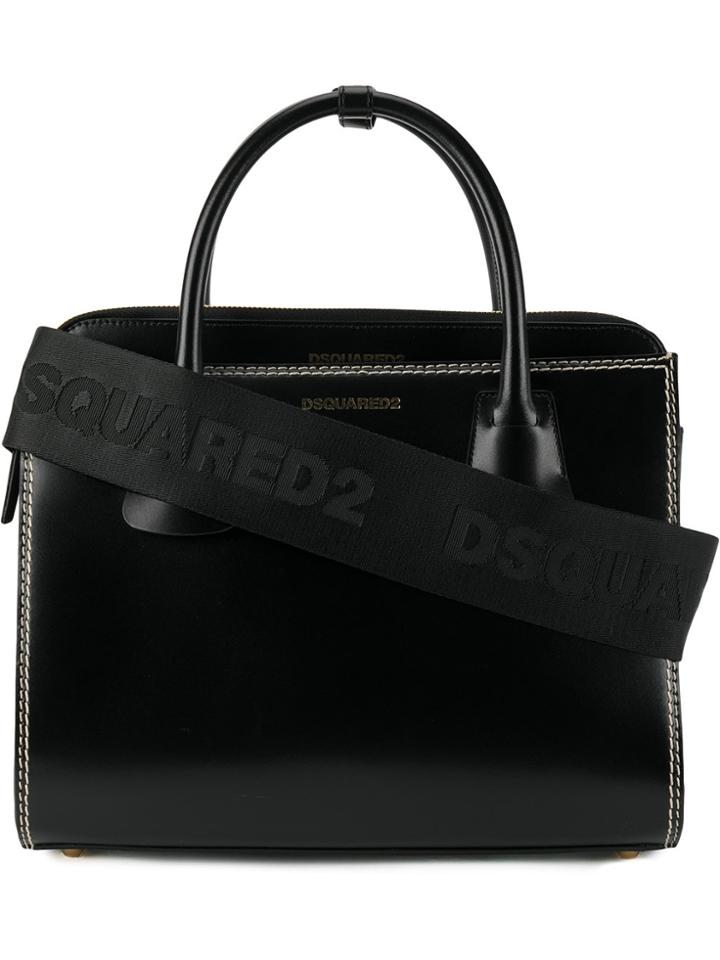 Dsquared2 Satchel Bag With Topstitching Detail - Black
