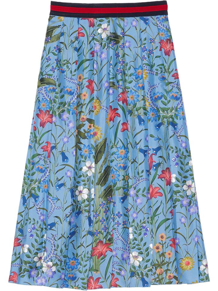Gucci New Flora Print Skirt - Blue