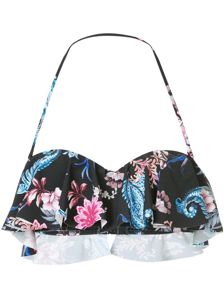 Seafolly Water Garden Frill Bustier Bandeau Bikini Top - Black