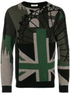 Valentino Contrast Patch Fitted Sweater - Black