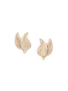 Susan Caplan Vintage 1970's Bergere Leaf Earrings - Gold