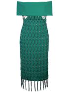 Cushnie Net Detail Strapless Dress - Green