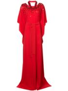 Oscar De La Renta Sequin Embellished Gown - Red