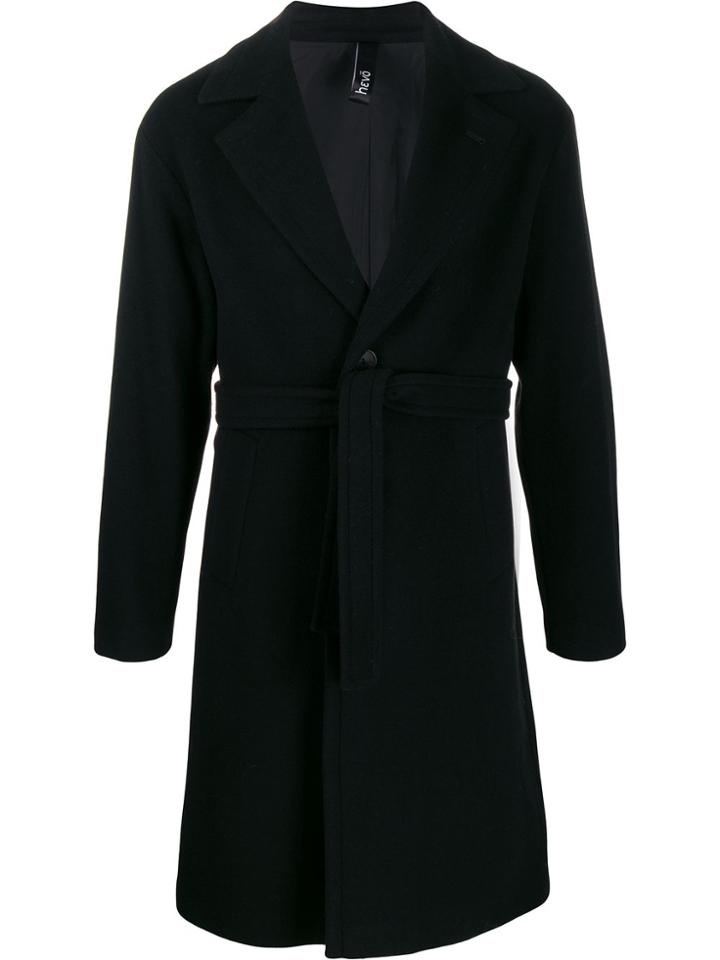 Hevo Belted Single Breasted Coat - Black