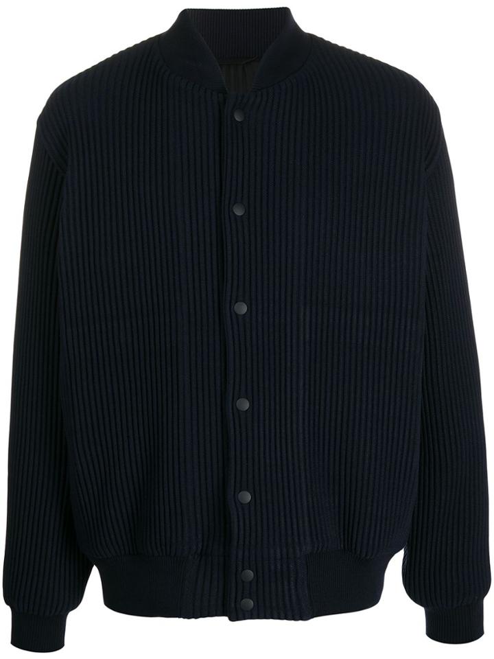 Homme Plissé Issey Miyake Ribbed Bomber Jacket - Blue