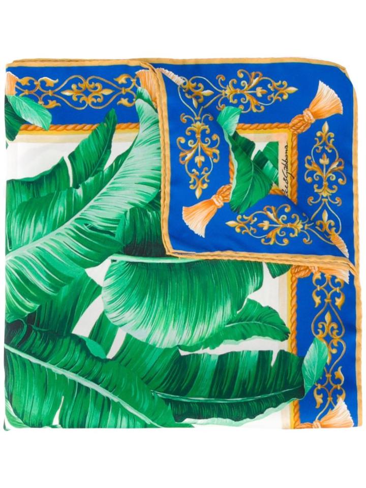 Dolce & Gabbana Tropical Print Scarf, Women's, Green, Silk