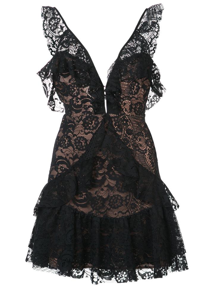 For Love And Lemons Lace Ruffle Dress - Blue