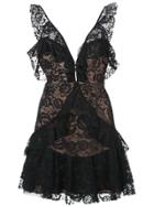 For Love And Lemons Lace Ruffle Dress - Blue