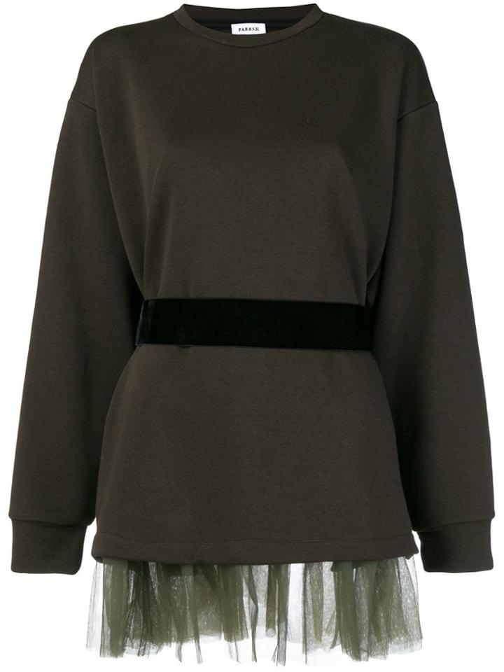 P.a.r.o.s.h. Tulle Hem Sweatshirt - Green