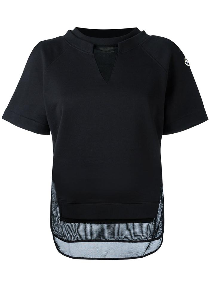 Moncler - Mesh Panel Sweat T-shirt - Women - Cotton - L, Black, Cotton