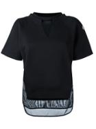Moncler - Mesh Panel Sweat T-shirt - Women - Cotton - L, Black, Cotton