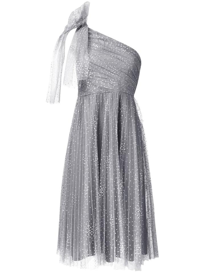 Red Valentino Dotted Tulle One-shoulder Dress - Grey