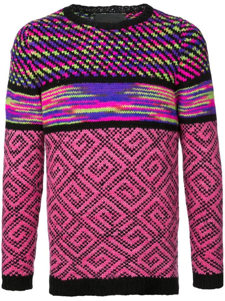 The Elder Statesman Cashmere Mixed Pattern Knitted Jumper - Pink